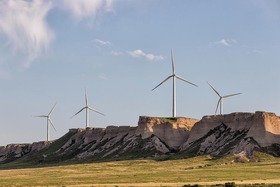 Wind Turbines Top a Colorado Butte Photograph by Tony Hake
