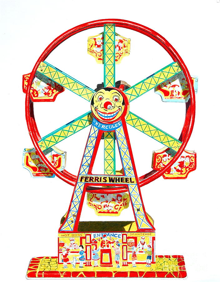 Wind-up Ferris Wheel Drawing by Glenda Zuckerman