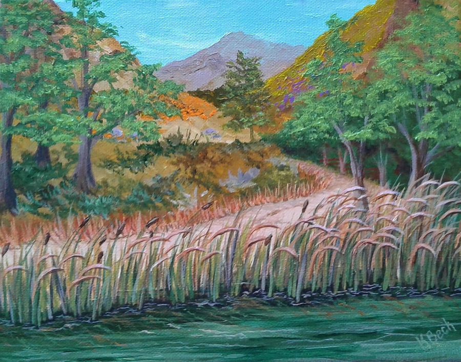 Wind Wolf Preserve Pond Painting by Katherine Young-Beck