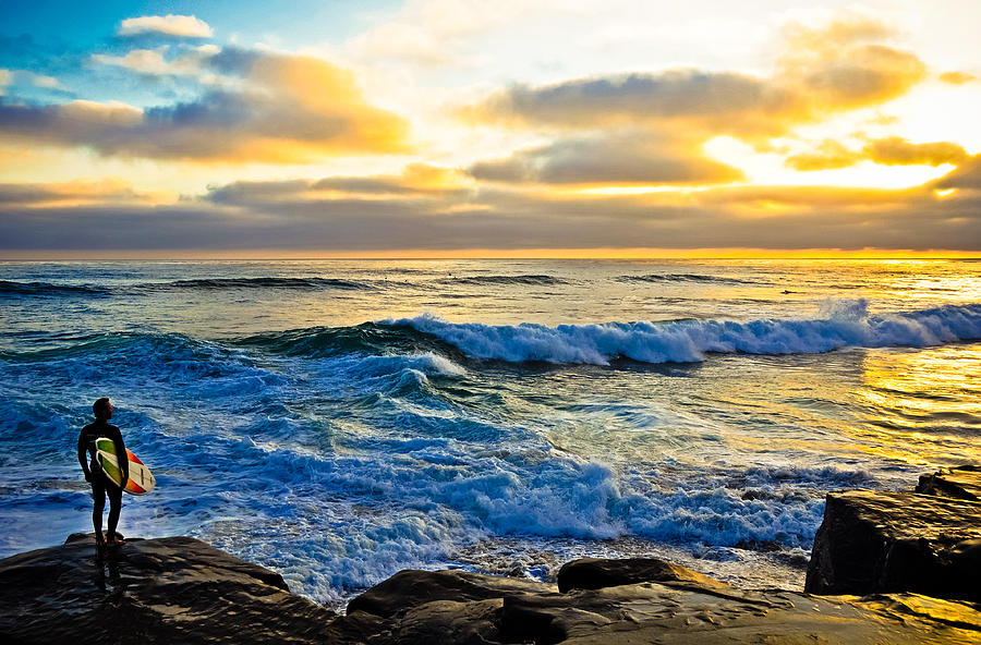 Windansea Sunset Surfer Photograph by Kelly Wade