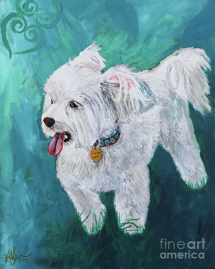 Windblown Pup Painting by Kathy Strauss