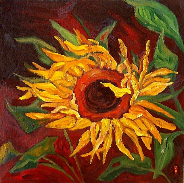 Windblown Sunflower Painting by Carol Roberts booth - Fine Art America