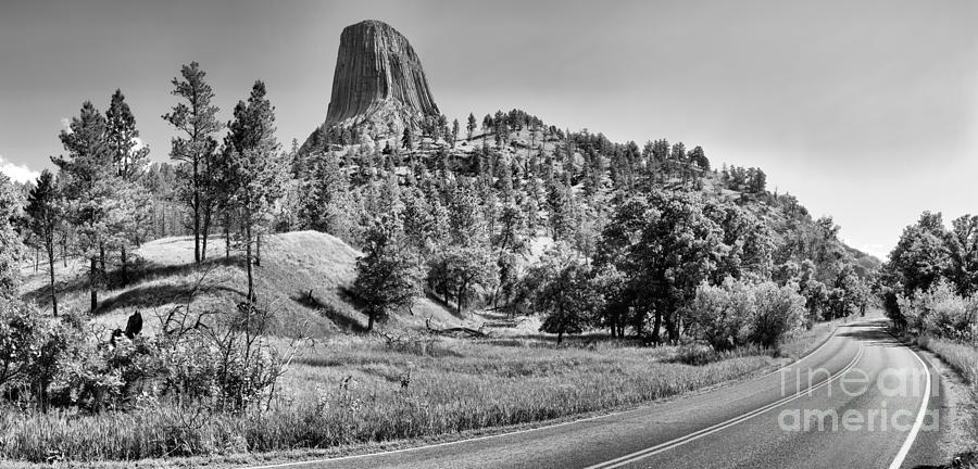WInding Around Devils Tower Black And White Photograph by Adam Jewell