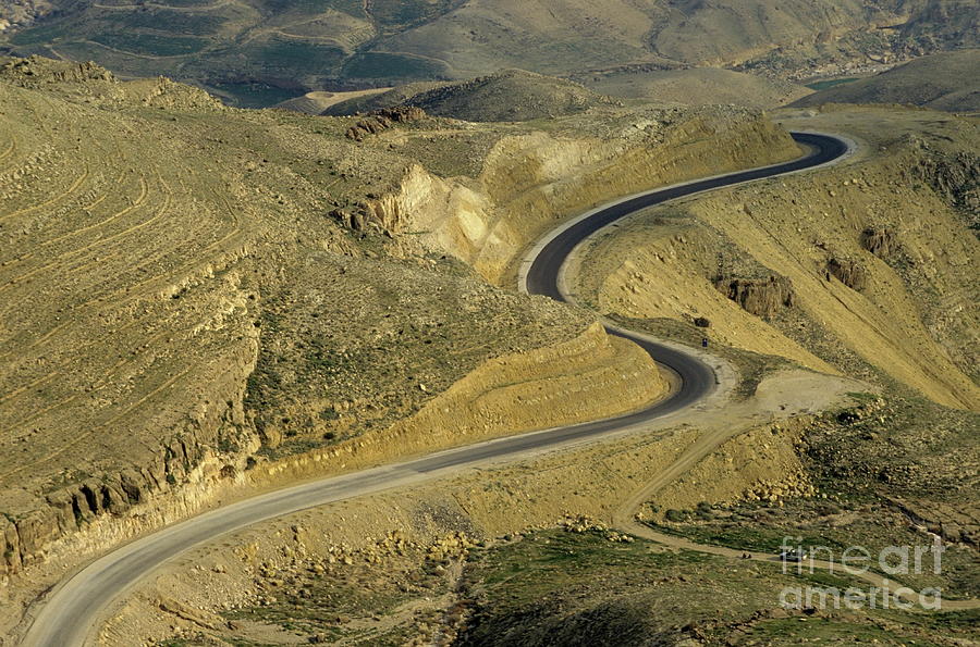 Winding  King road in Wadi Mujib Valley Photograph by Sami Sarkis
