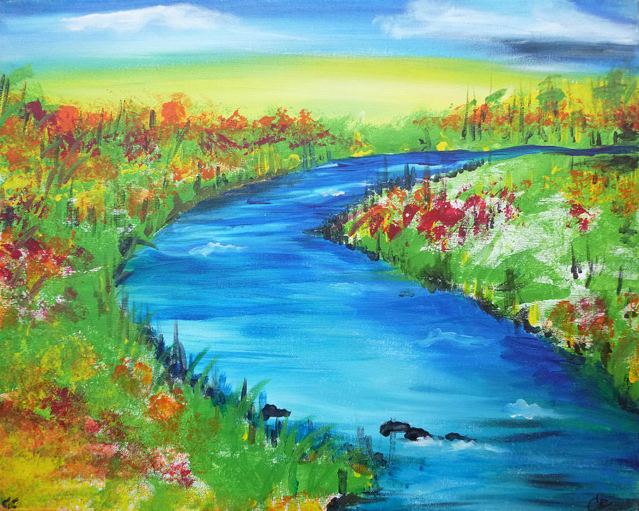 Abstract Painting - Winding River by Caylin Caruso