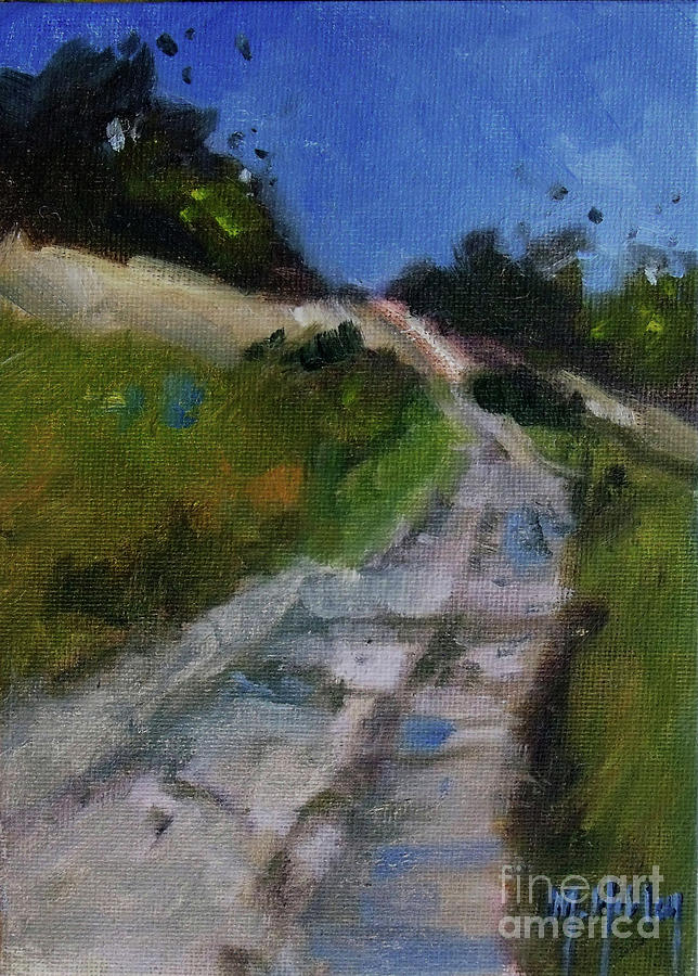 Winding Road Nature Path Hiking wilderness Painting by Mary Hubley