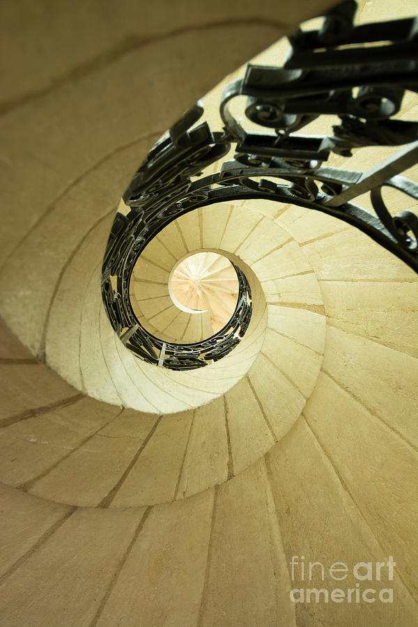 Architecture Photograph - Winding staircase. France. Europe. by Bernard Jaubert