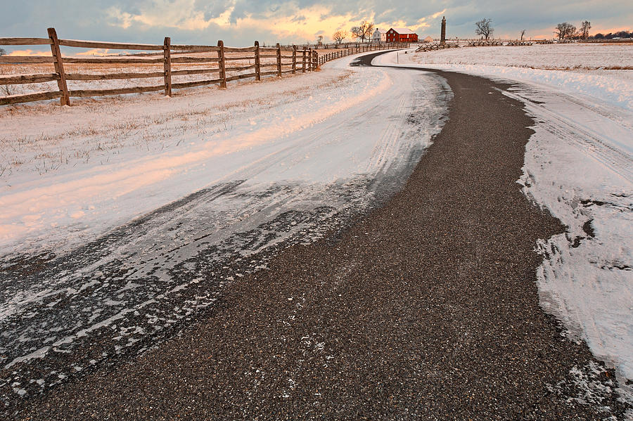 Gettysburg National Park Photograph - Winding Winter Road by Nicolas Raymond
