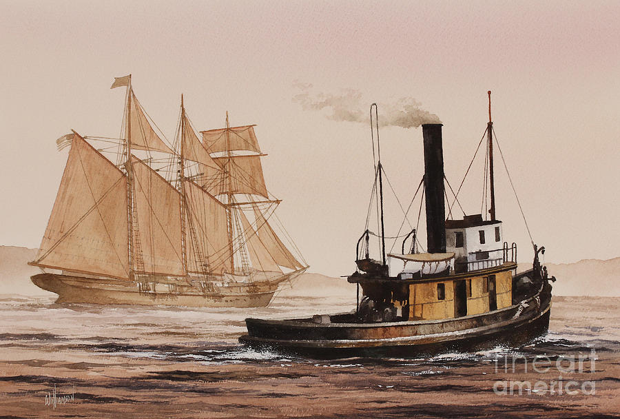 Windjammer Steam Tug Assist Painting by James Williamson