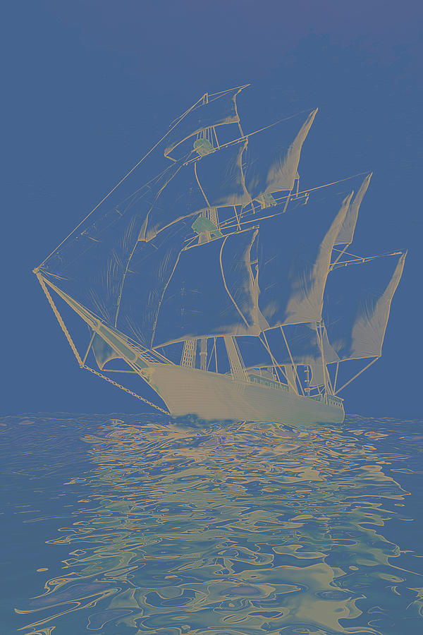 Ship Digital Art - Windjammer by Carol and Mike Werner