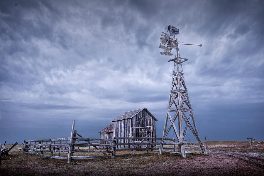 Windmill and Barn at 1880s Town Plains Frontier Museum in South Dakota Photograph by Randall Nyhof