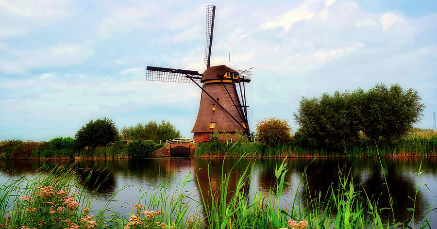 Windmill And Canal - The Netherlands Photograph by Mountain Dreams