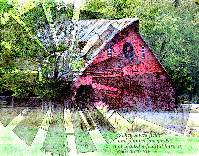 Windmill And Red Barn Composit Photograph By Gregory Rose