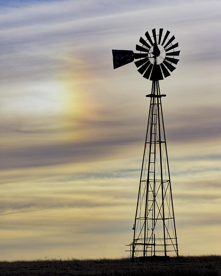 Windmill and Sun dog Photograph by Rob Graham