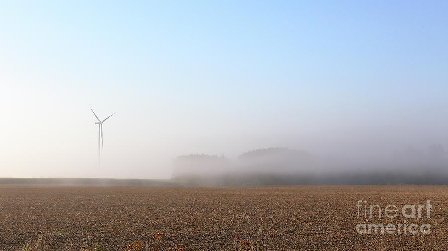 Mist Photograph - Windmill at Dawn by John Wijsman