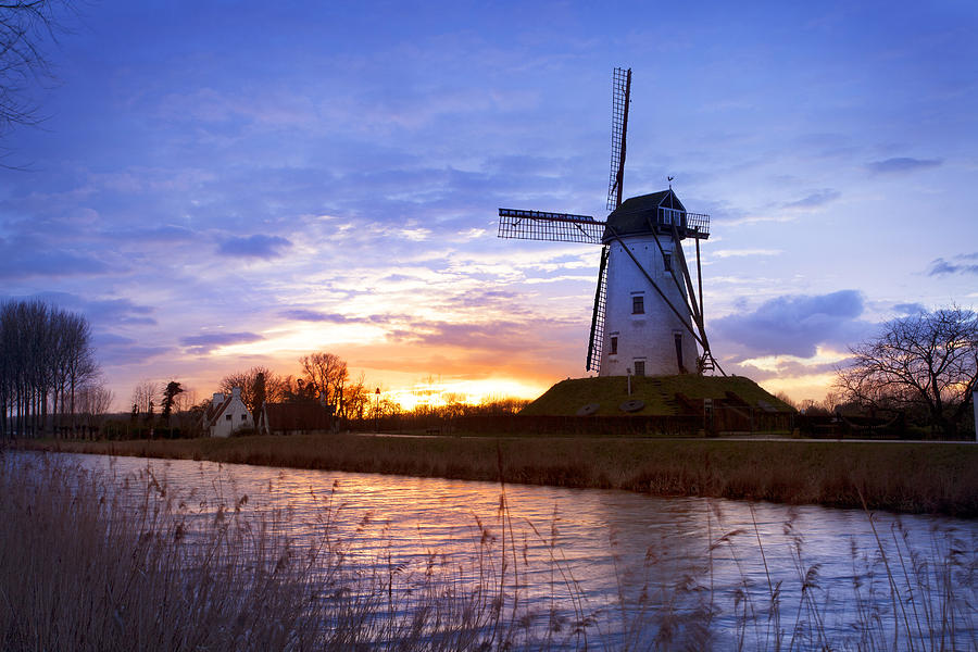 Sunset Photograph - Windmill at Dusk by MGL Meiklejohn Graphics Licensing