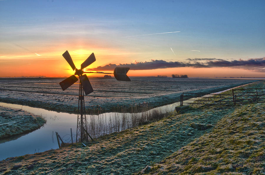Windmill at Sunrise Photograph by Frans Blok