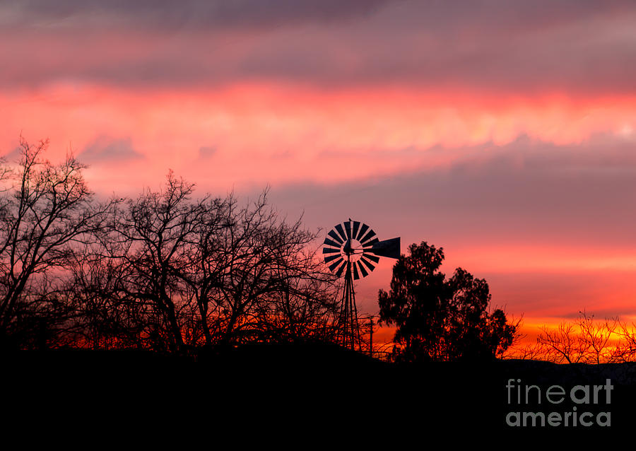 Windmill Photograph - Windmill at Sunset by Leslie Wells