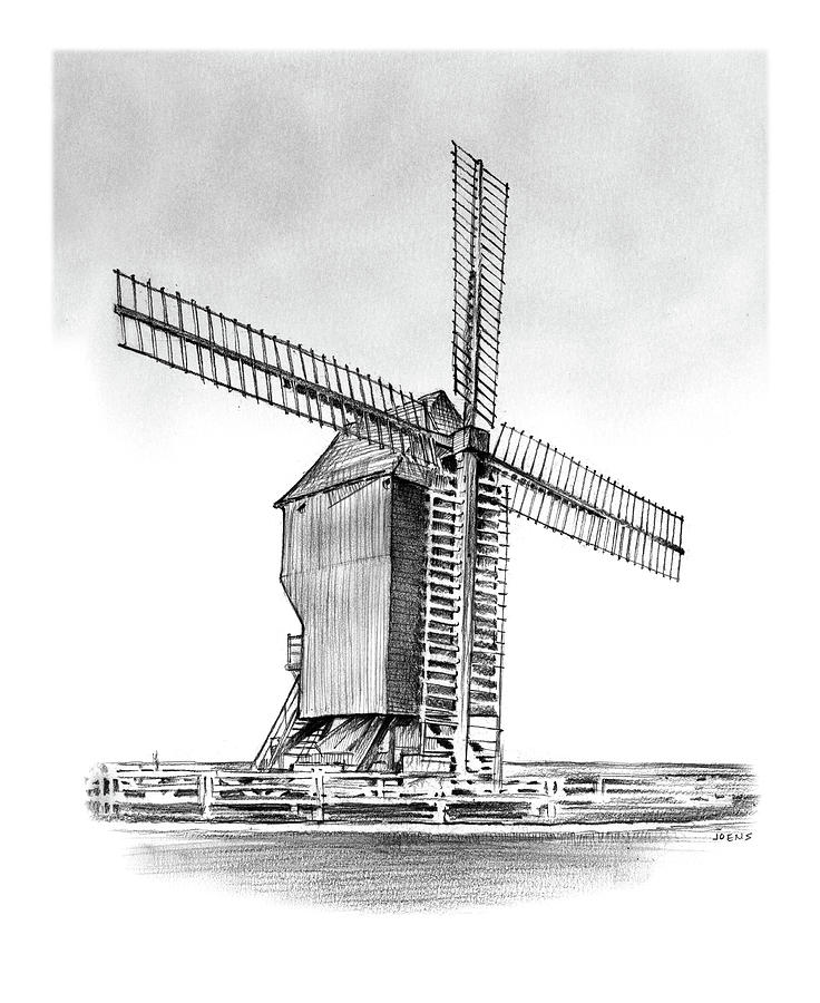 Windmill Drawing - Windmill at Valmy by Greg Joens