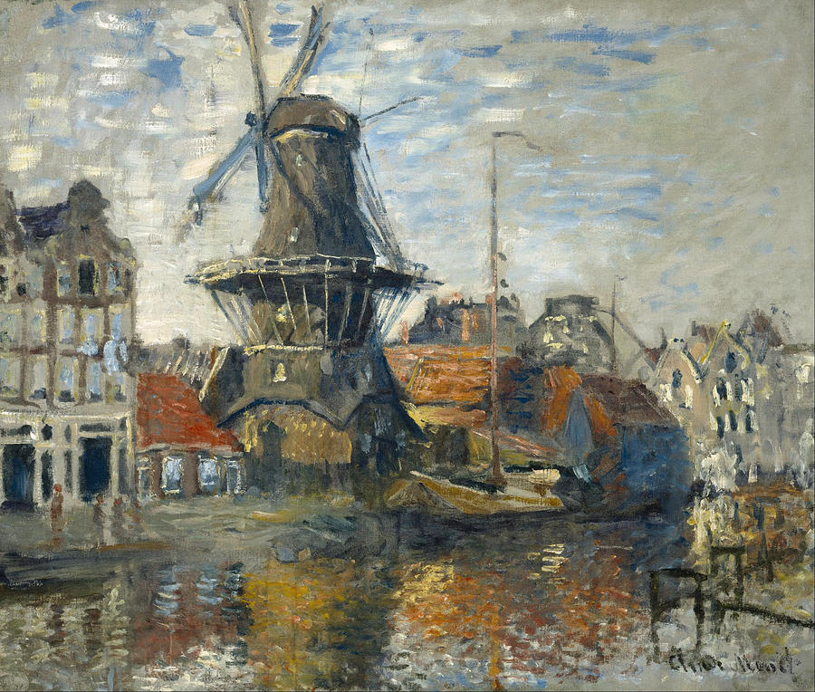 Windmill Painting by Claude Monet