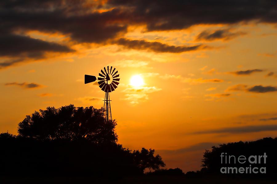 Windmill in Golden Sunset Photograph by Jeanie Mann