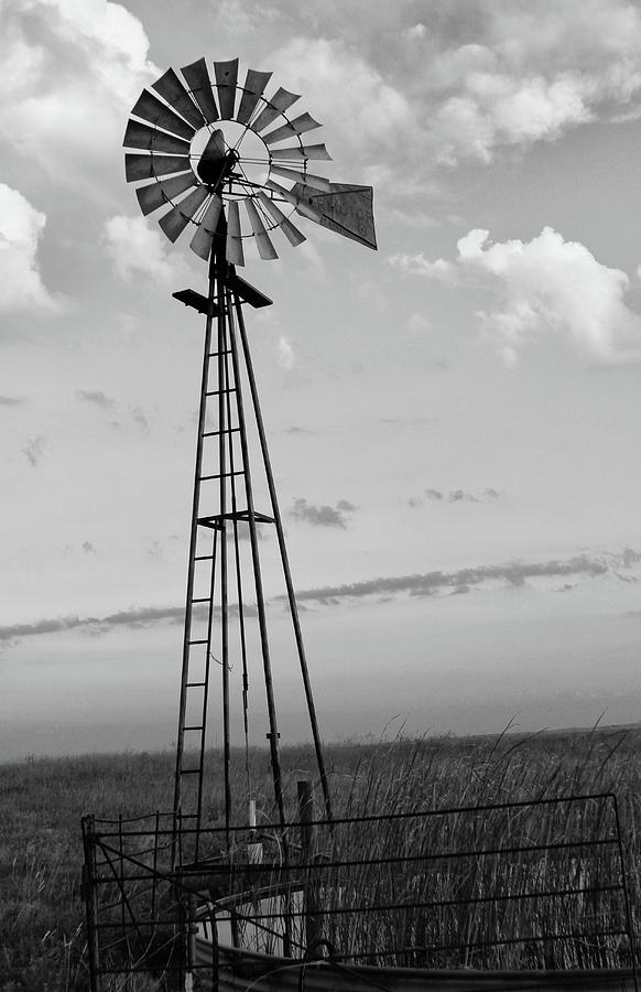 Windmill in Monochrome Photograph by Tony Grider