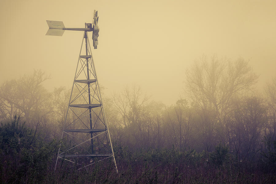 Windmill in the Foggy Dawn Photograph by Tom Mc Nemar