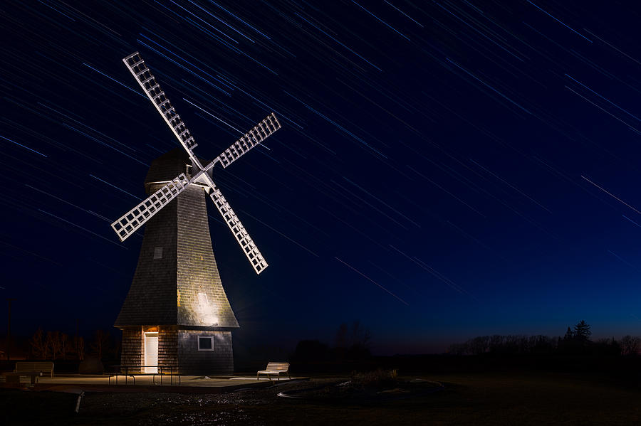 Landscape Photograph - Windmill In The Night by Nebojsa Novakovic