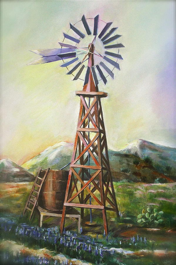 Windmill Painting By Khatuna Buzzell