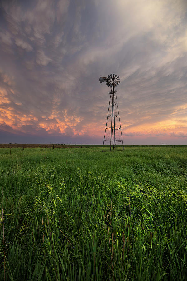 Sunset Photograph - Windmill Mammatus by Aaron J Groen