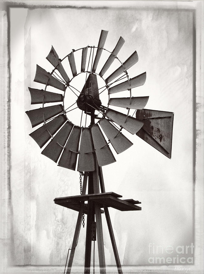 Windmill monochrome Photograph by Ella Kaye Dickey