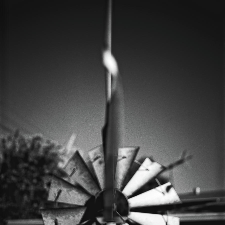 Windmill Out Of Focus In Bw Photograph