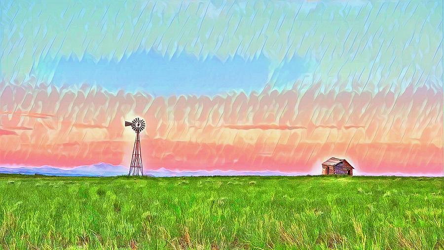 Windmill Sunrise Douglas Wyoming III Photograph by Lanita Williams