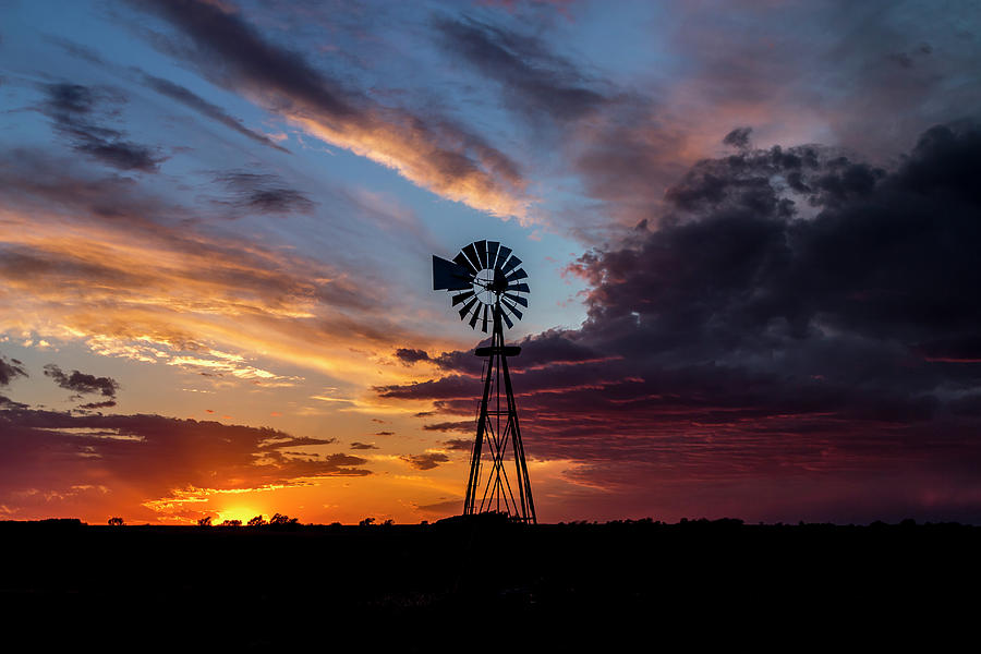 Sunset Photograph - Windmill Sunset 244 by Chris Harris