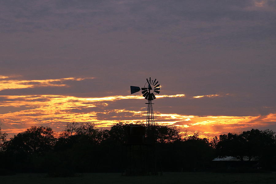 Windmill Sunset on the Farm Photograph by Sheila Brown