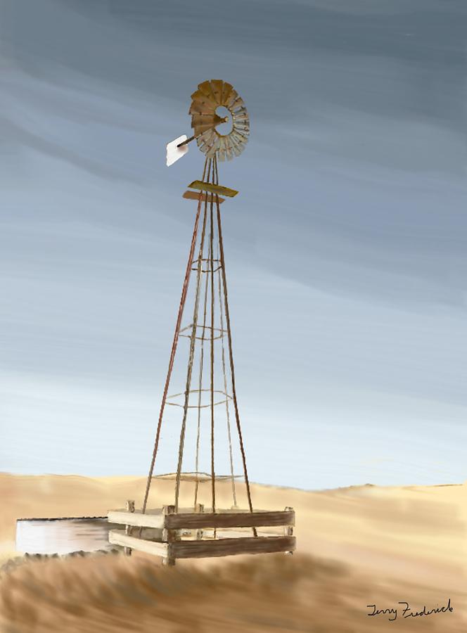 Windmill Painting by Terry Frederick