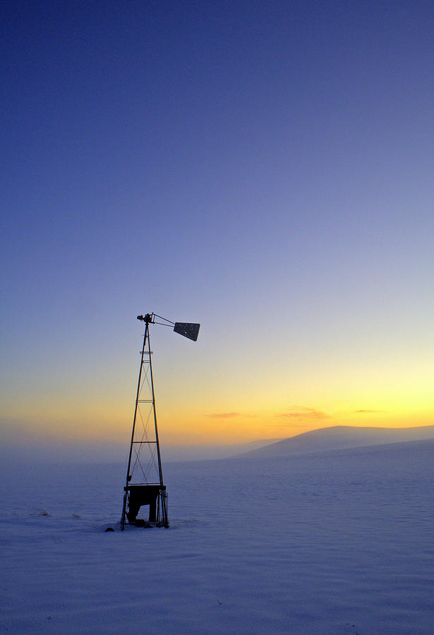 Windmill Winter Sunset Photograph by Doug Davidson
