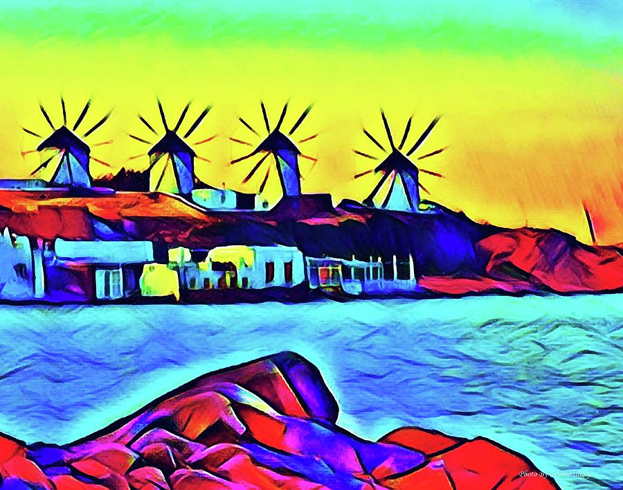 Windmills at Mykonos Photograph by Coke Mattingly