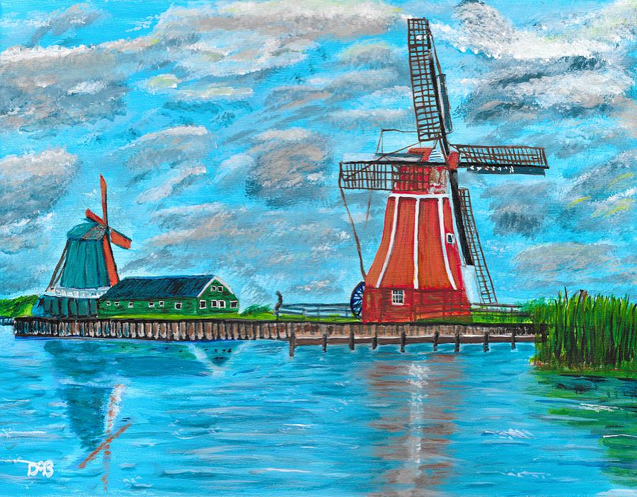Windmills Painting by David Bigelow