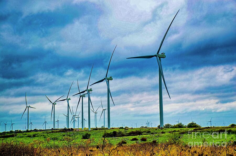 Landscape Photograph - Windmills in Oklahoma by Diana Mary Sharpton