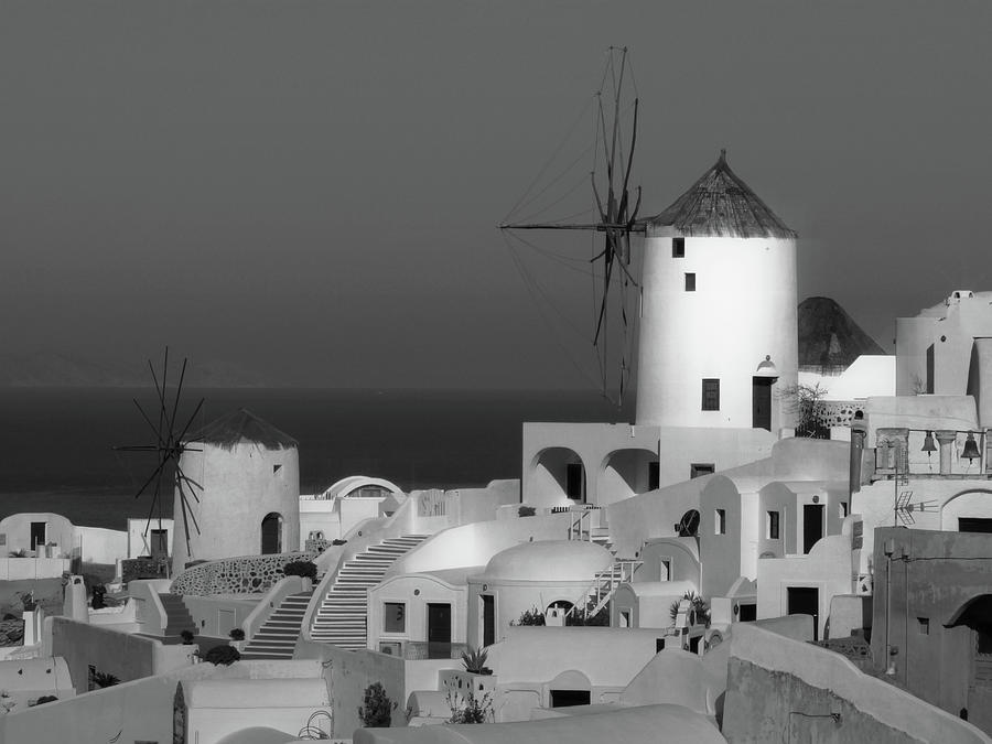 Architecture Photograph - Windmills of Santorini  by Lucinda Walter