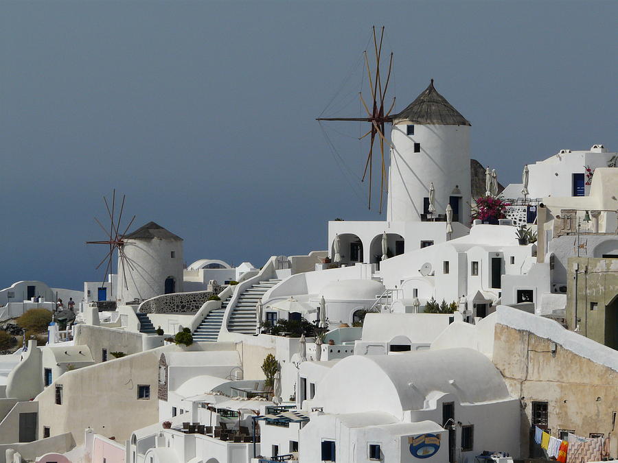 Windmills of Santorini Photograph by Valerie Ornstein