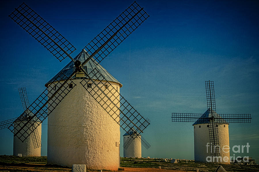 Windmills under blue sky Photograph by Heiko Koehrer-Wagner
