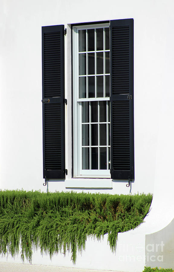 Window and Black Shutters Photograph by Karen Adams