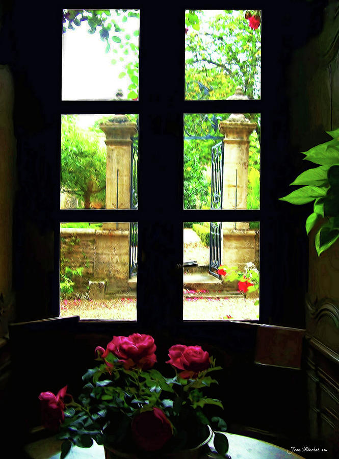 Rose Digital Art - Window and Roses by Joan  Minchak