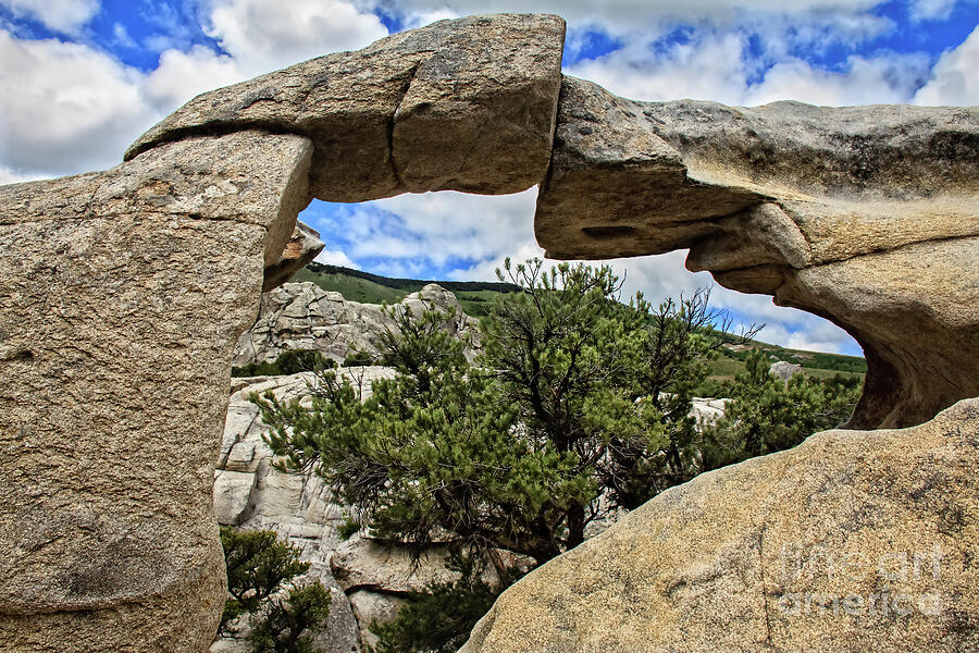 Nature Photograph - Window Arch View In City Of Rocks by Robert Bales