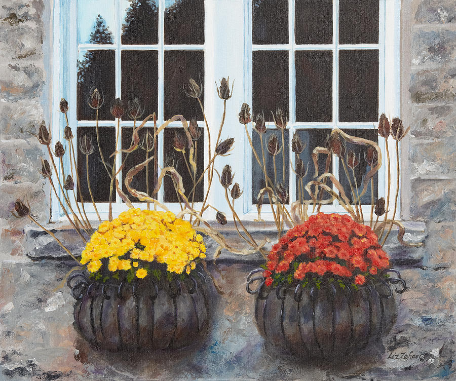 Window Baskets Painting by Liz Zahara