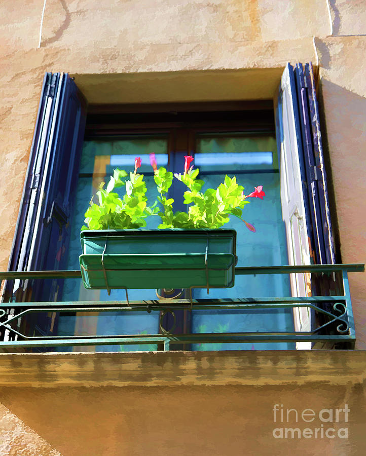 Window Box Flowers Paint France  Photograph by Chuck Kuhn
