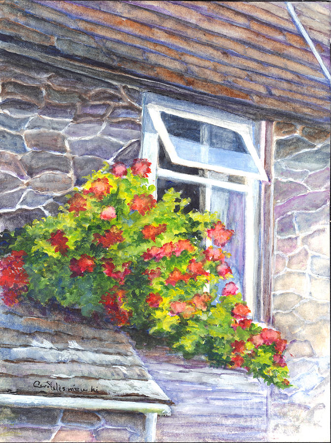 Rose Painting - Window Garden by Carol Wisniewski