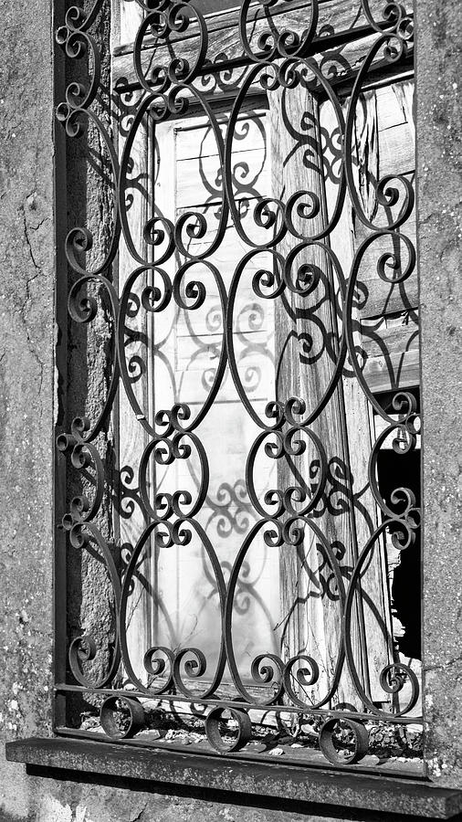 Black And White Photograph - Window Grate BW by Joan Carroll